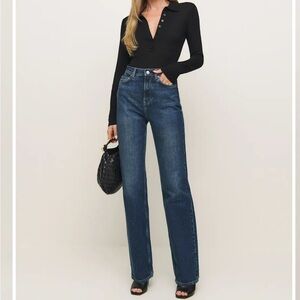 Reformation Dark Blue Straight Leg Jeans
